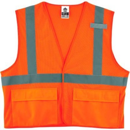 ERGODYNE GloWear 8220HL Class 2 Standard Vest, Orange, L/XL 21135
